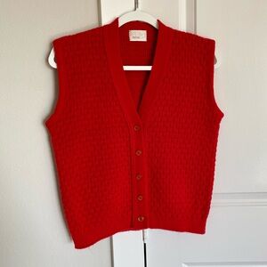 Montgomery Ward Knit 100% Acrylic Vintage Eclectic Grandpa Utility Vest Cardigan